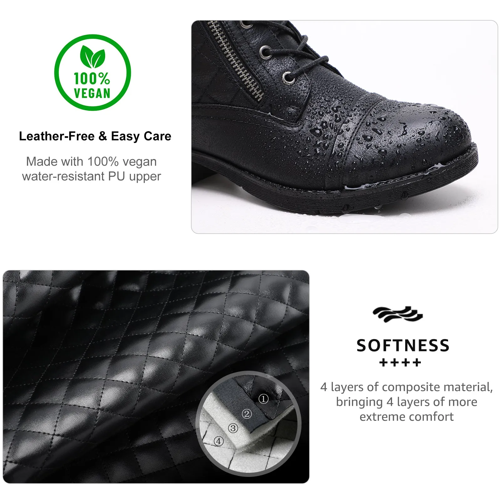 STQ Women's Combat Boots Lace up Ankle Booties