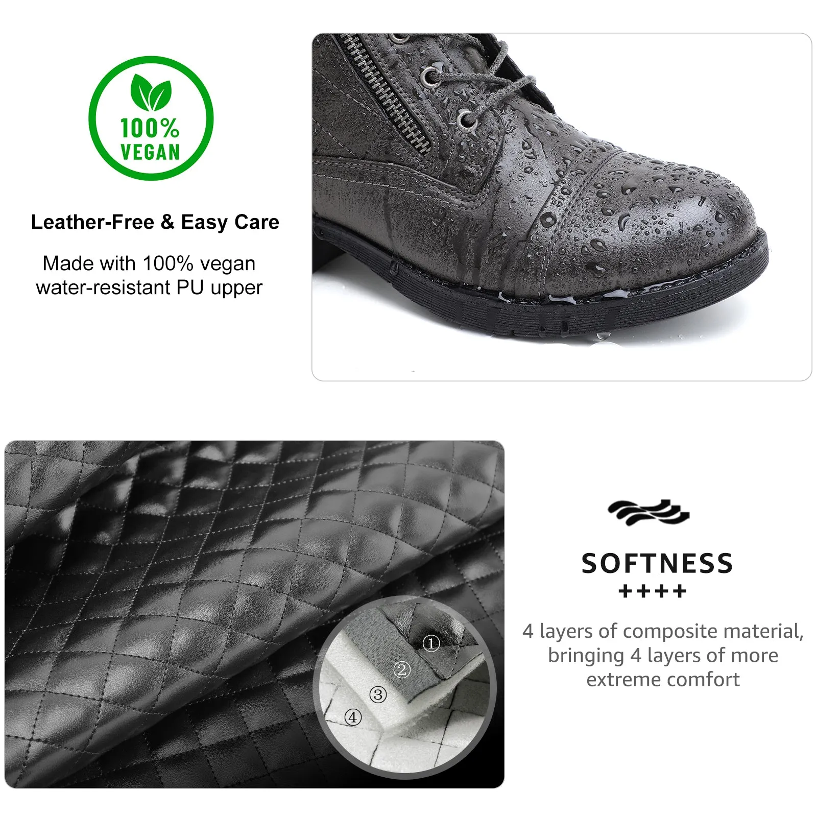 STQ Women's Combat Boots Lace up Ankle Booties