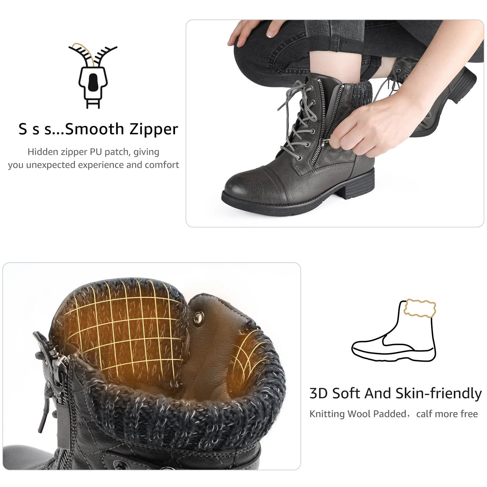 STQ Women's Combat Boots Lace up Ankle Booties