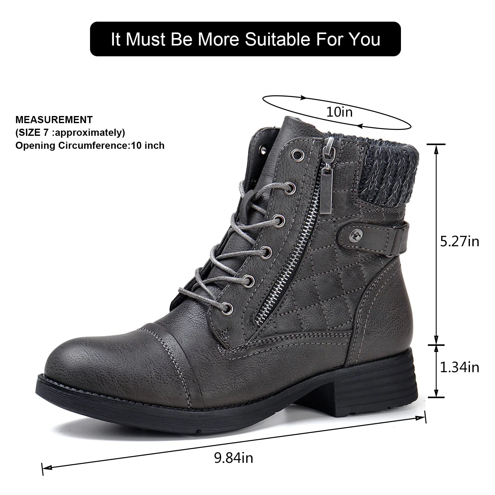 STQ Women's Combat Boots Lace up Ankle Booties