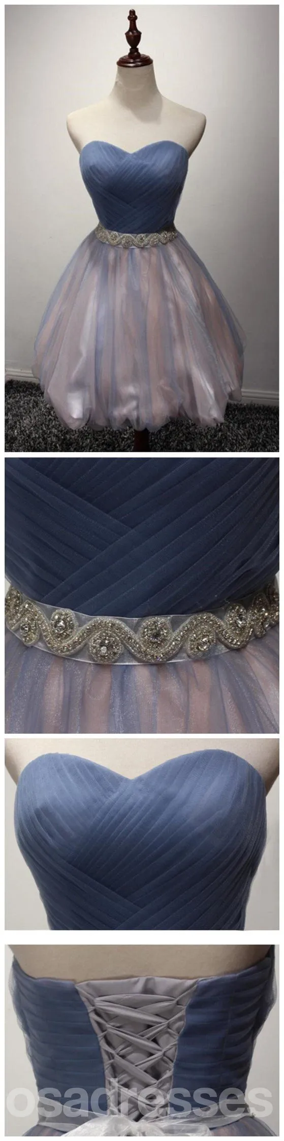 Strapless Sweetheart Tulle Cute Homecoming Prom Dresses, Affordable Short Party Prom Sweet 16 Dresses, Perfect Homecoming Cocktail Dresses, CM334