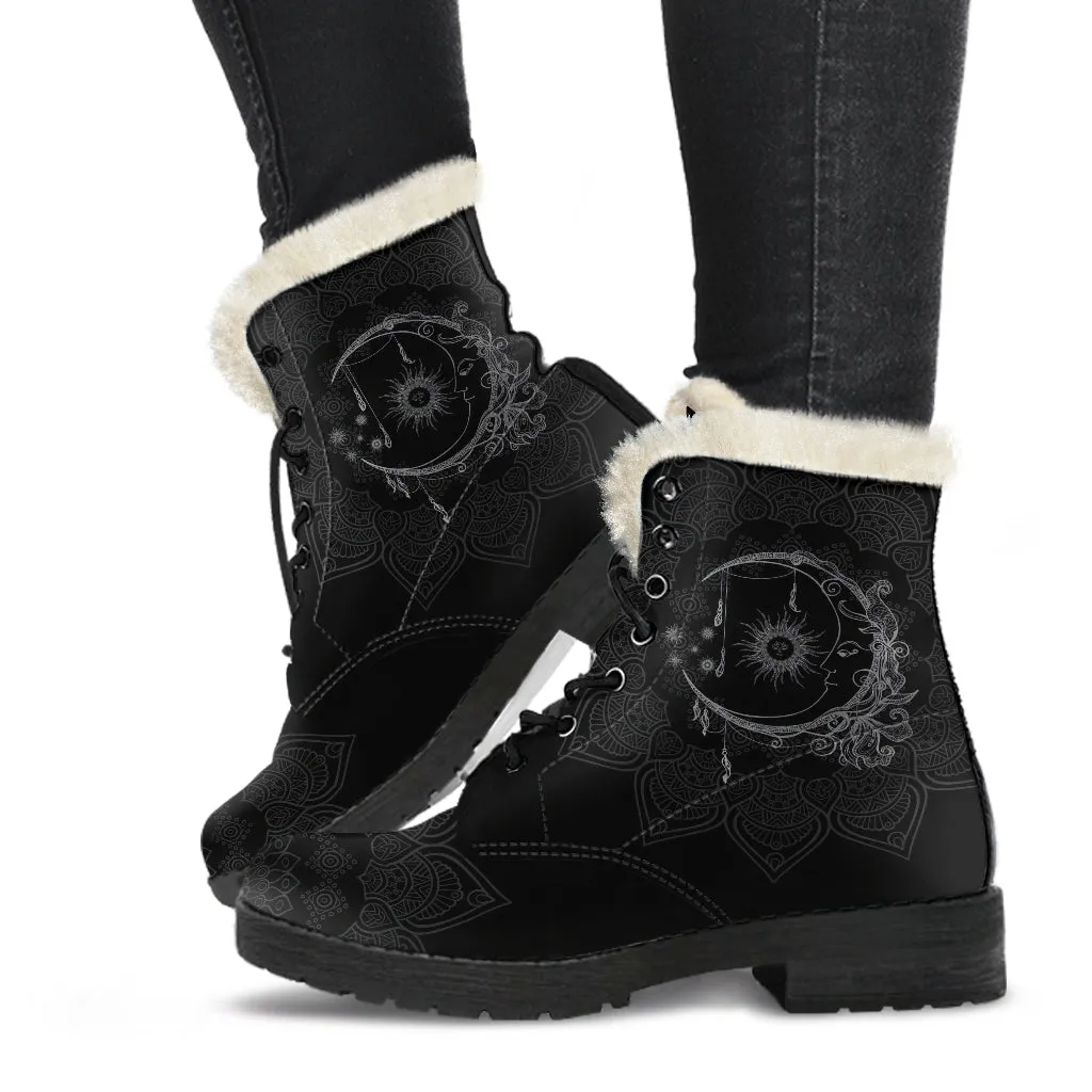 Sun And Moon Mandala Black Boots