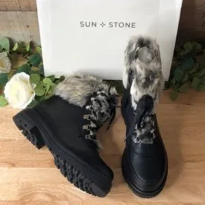 Sun   Stone Orlaap Cold-Weather Lug Sole Boots Black, 8M