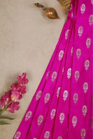 Sutra Handwoven Dupion Silk Gold Zari Fabric - Pink