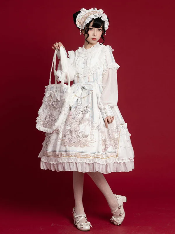 Sweet Lolita OP Dress White Long Sleeves Polyester Daily Casual Lolita One Piece Dresses