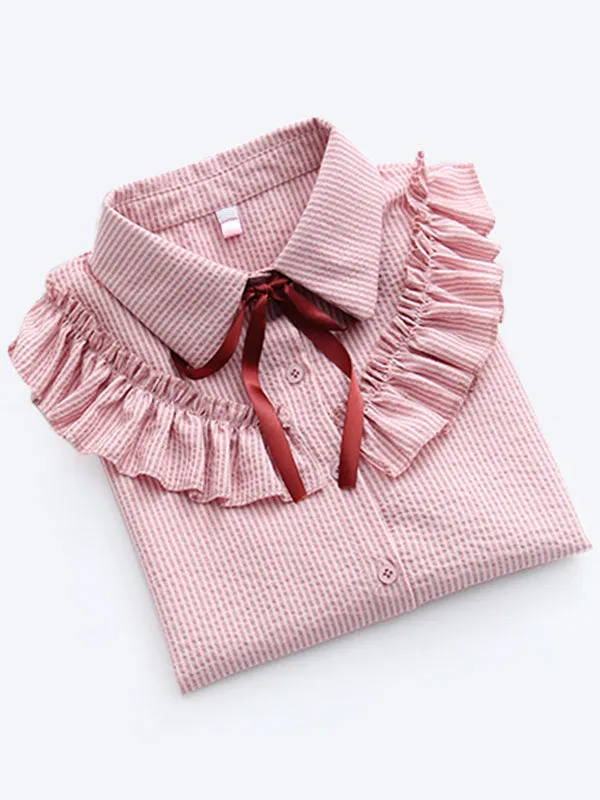 Sweet Lolita Shirt Ruffles Bows Long Sleeves Lolita Top