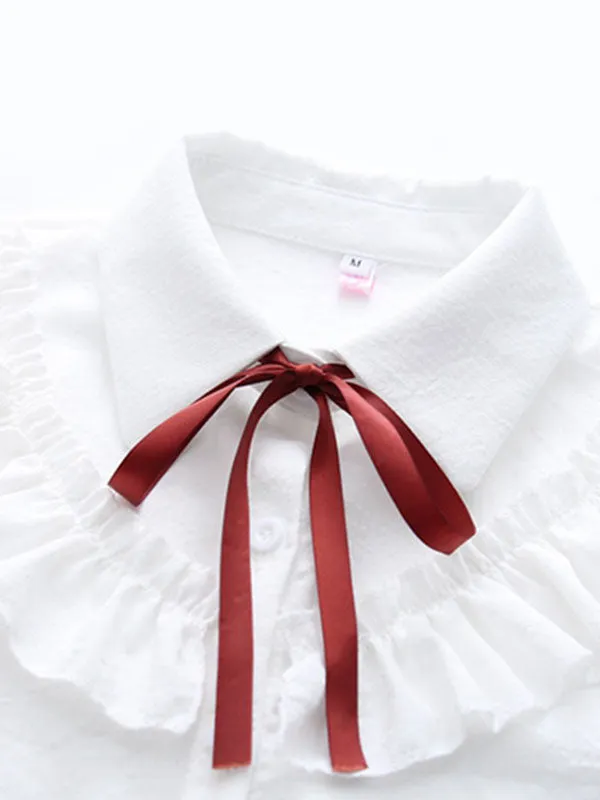 Sweet Lolita Shirt Ruffles Bows Long Sleeves Lolita Top