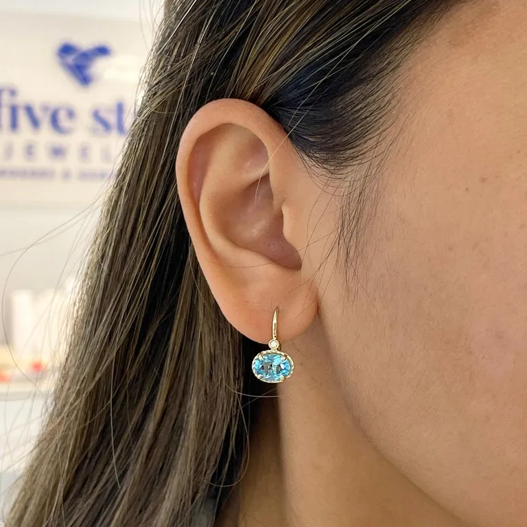 Swiss Blue Topaz Drop Earrings