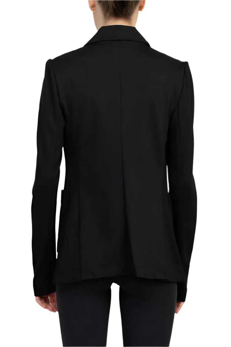 T Tahari Notched Collar Two Button Long Sleeve With Patch Pockets Knit Blazer
