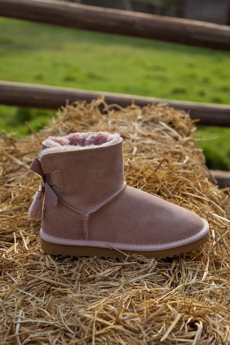 Tail Bow Back Suede Boot â€?Dusty Pink