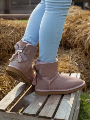 Tail Bow Back Suede Boot â€?Dusty Pink