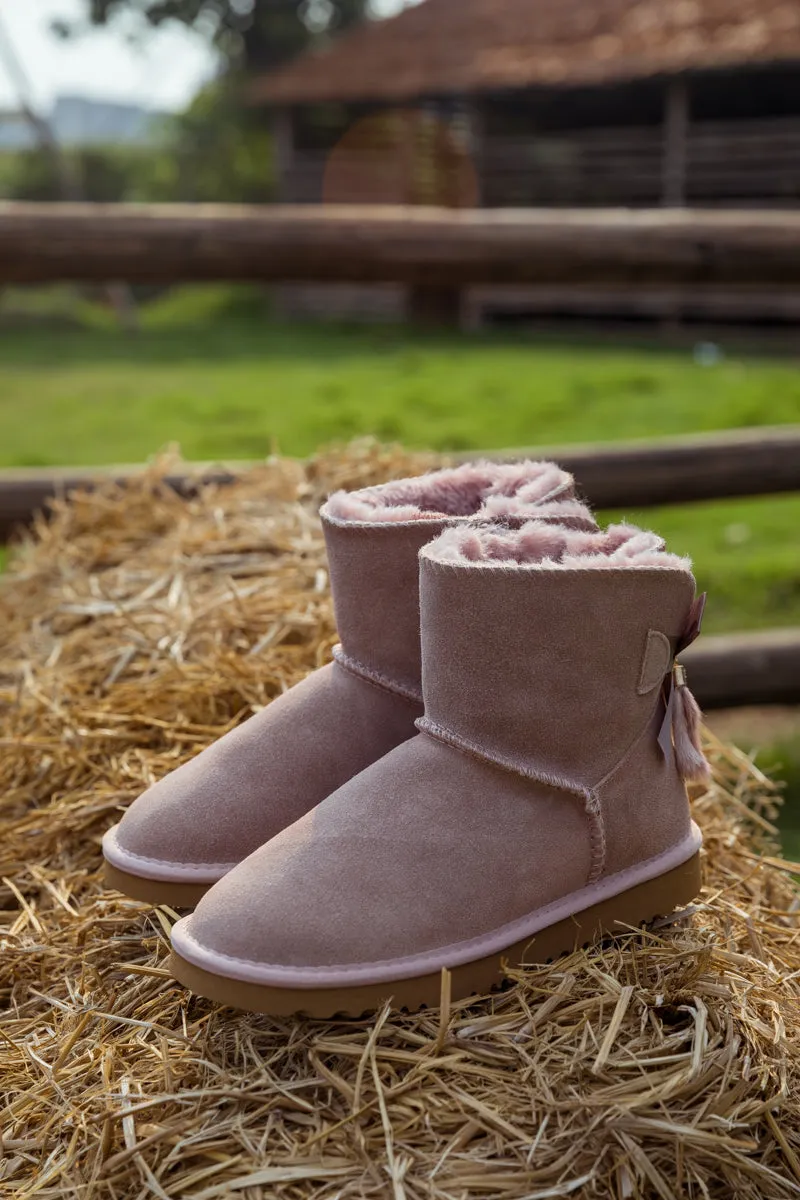 Tail Bow Back Suede Boot â€?Dusty Pink
