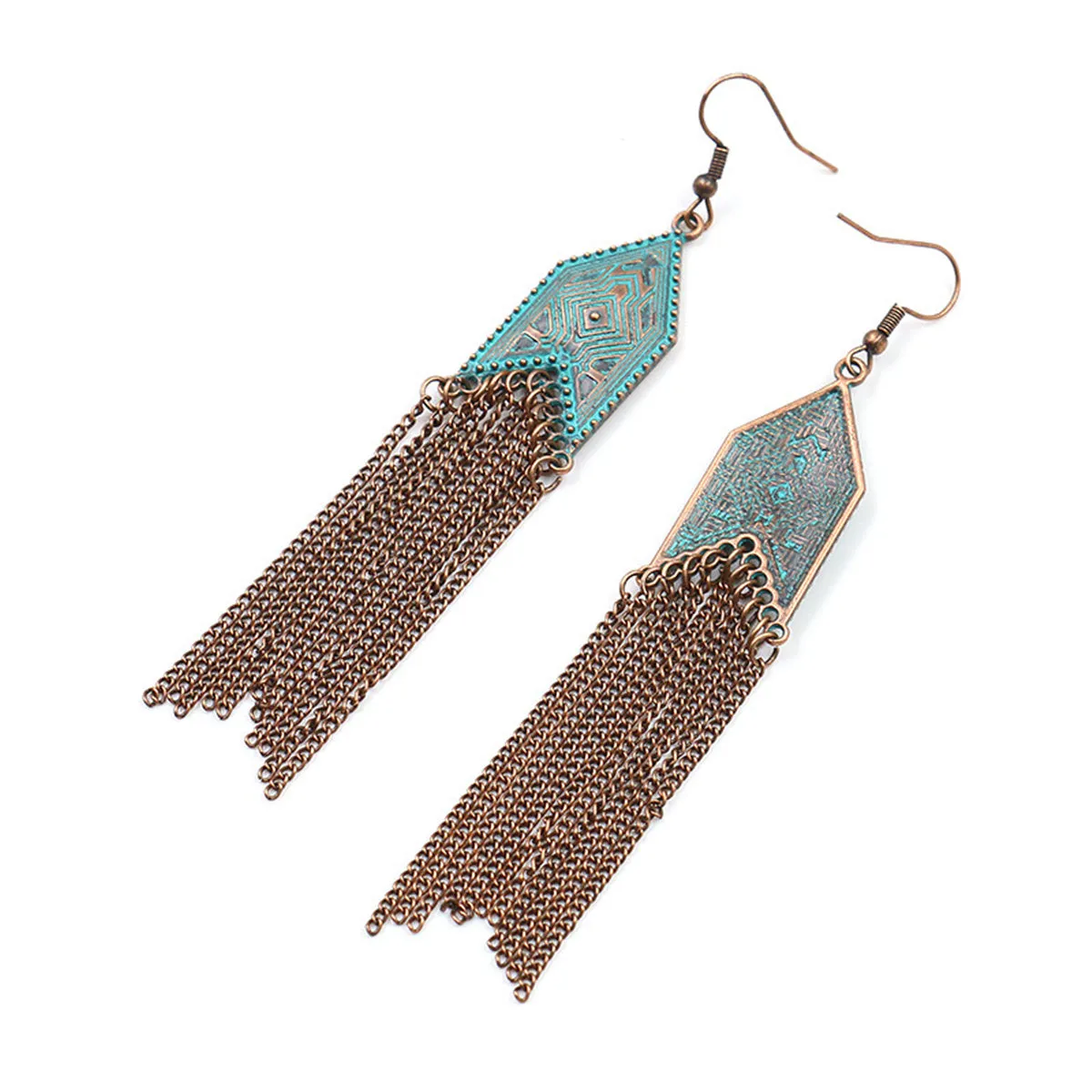 Teal Enamel & 18K Gold-Plated Arrow Tassel Drop Earrings