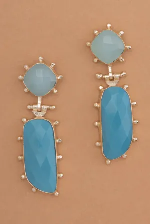 Teal Gemstone Drop Earrings