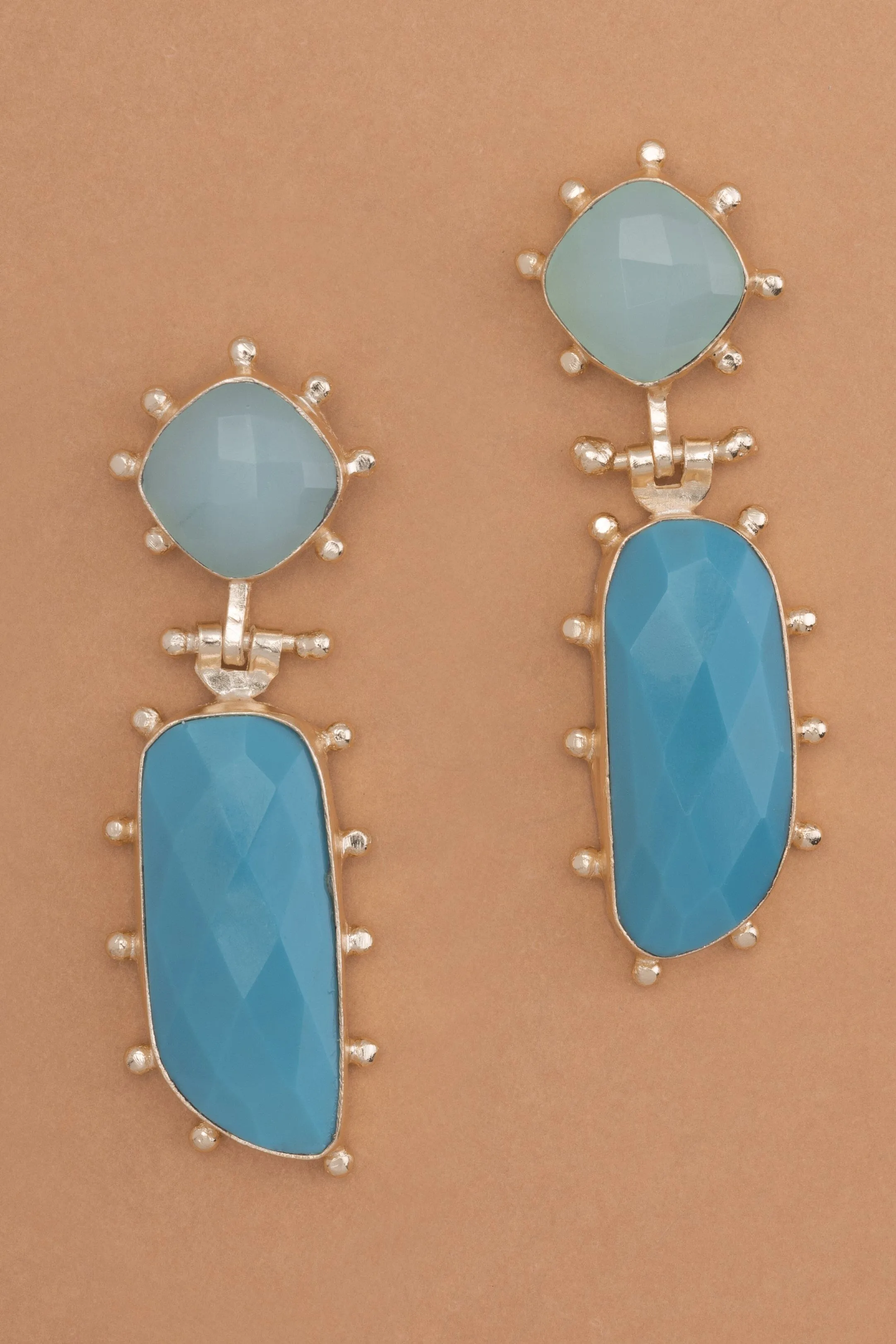 Teal Gemstone Drop Earrings