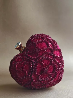 The Floral Heart Bag in Crimson Red