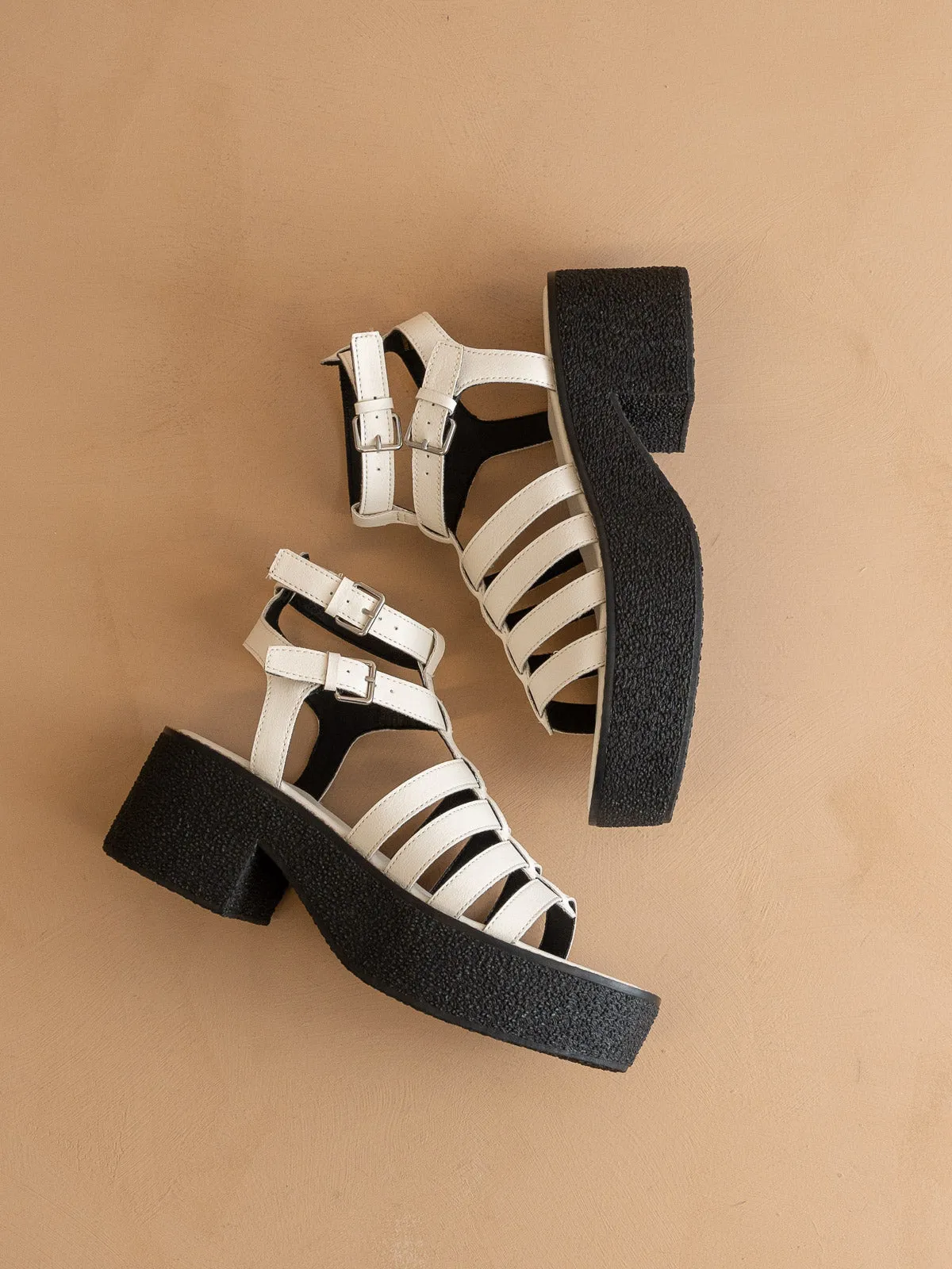 The Lindsey | White Rubber Platform Gladiator Sandal