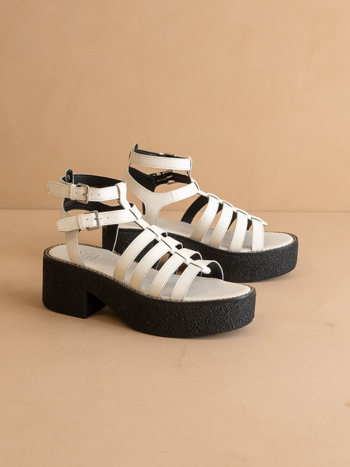 The Lindsey | White Rubber Platform Gladiator Sandal