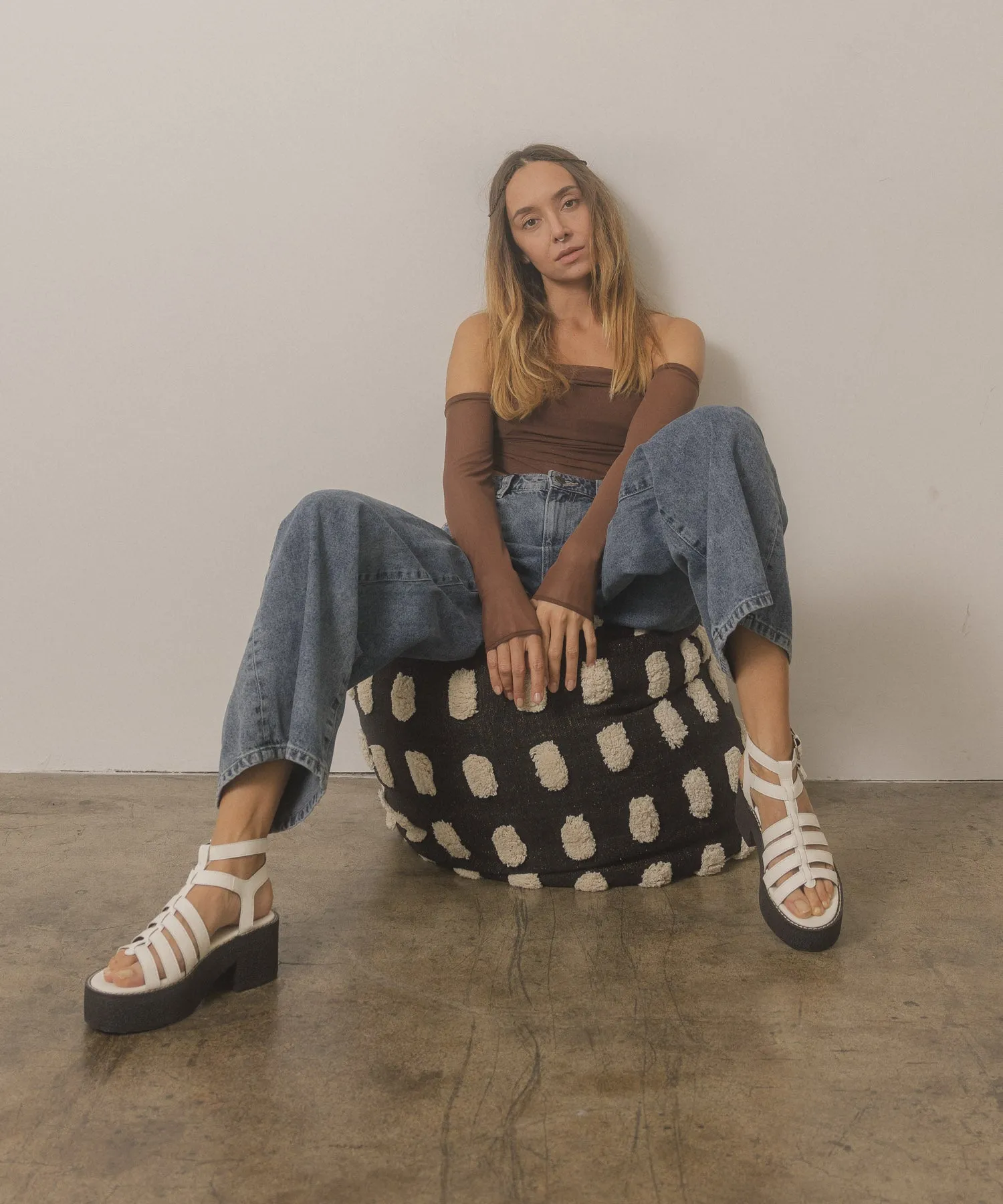 The Lindsey | White Rubber Platform Gladiator Sandal