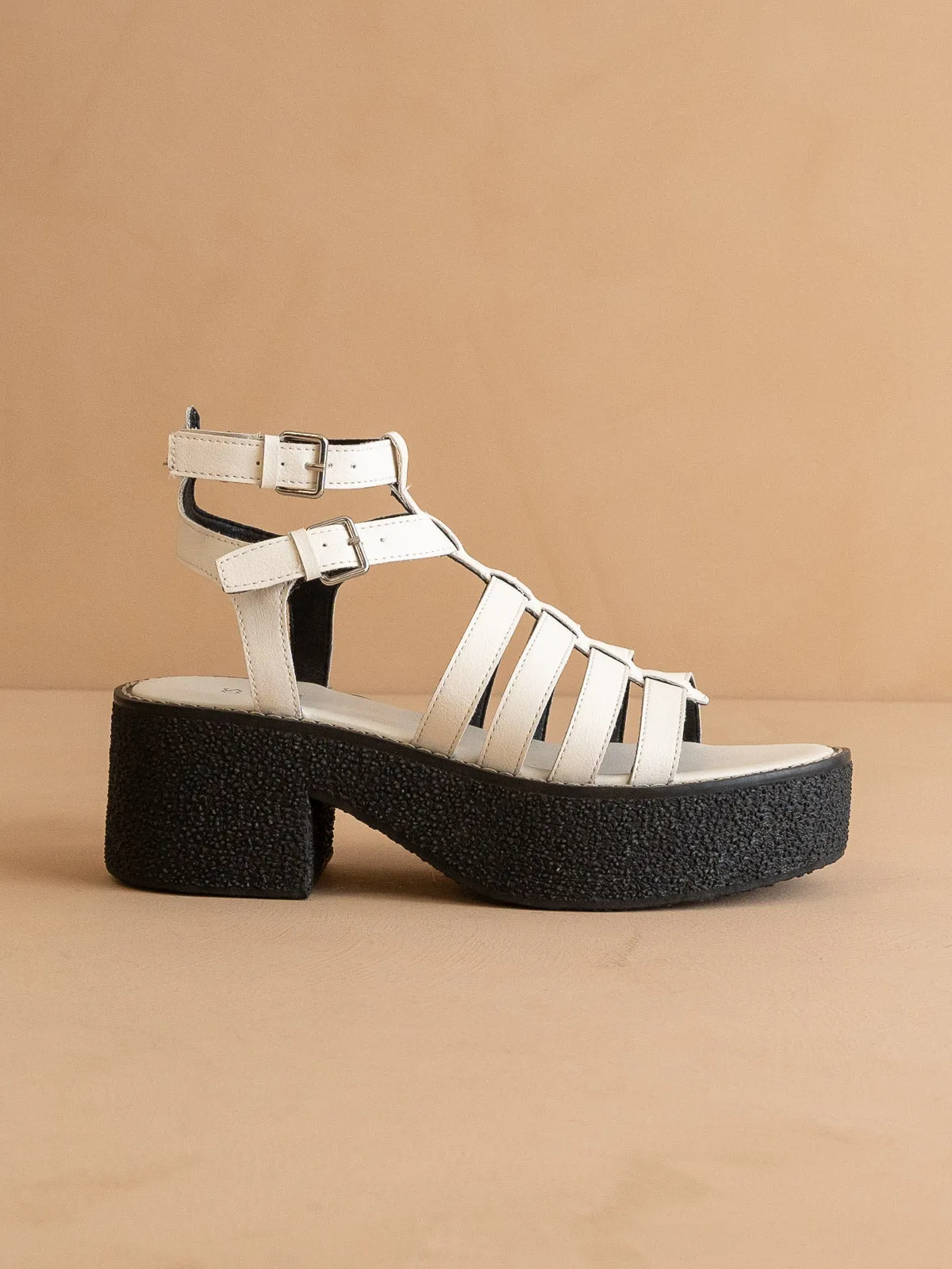 The Lindsey | White Rubber Platform Gladiator Sandal