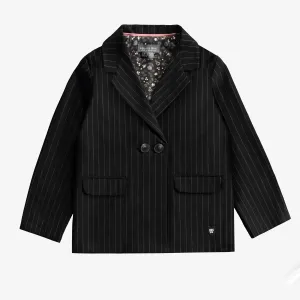 The Rowan Pinstripe Blazer Jacket - Black - KIDS