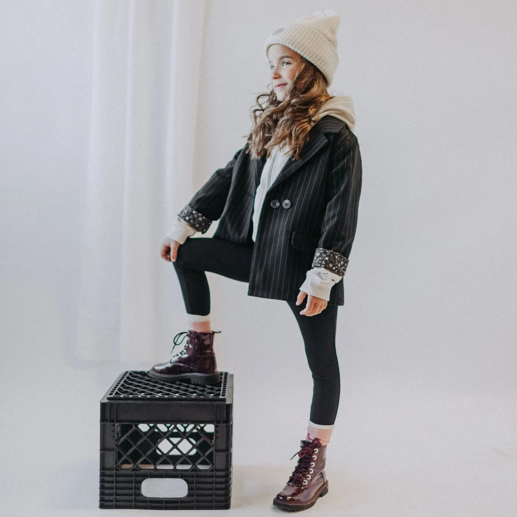 The Rowan Pinstripe Blazer Jacket - Black - KIDS