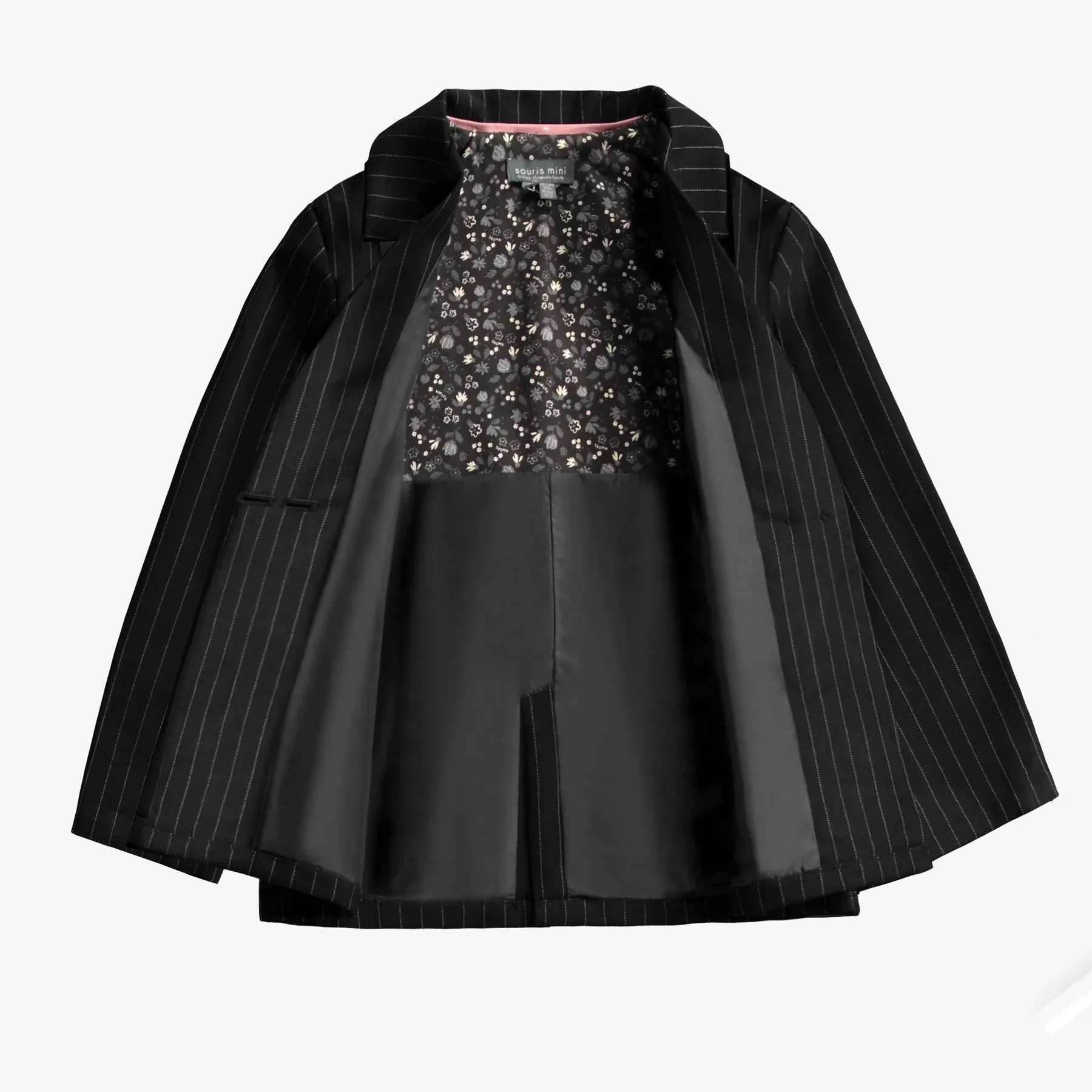 The Rowan Pinstripe Blazer Jacket - Black - KIDS