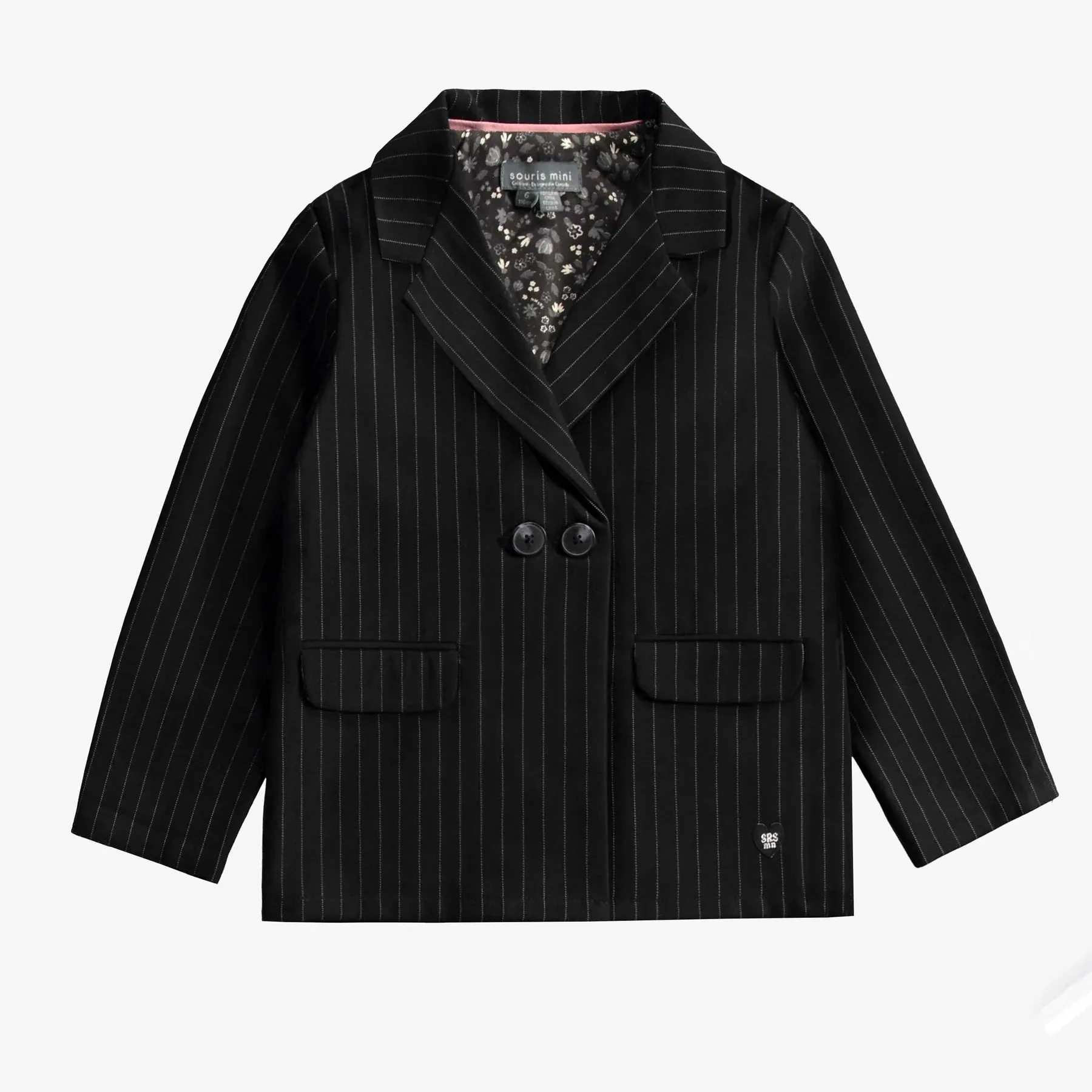 The Rowan Pinstripe Blazer Jacket - Black - KIDS