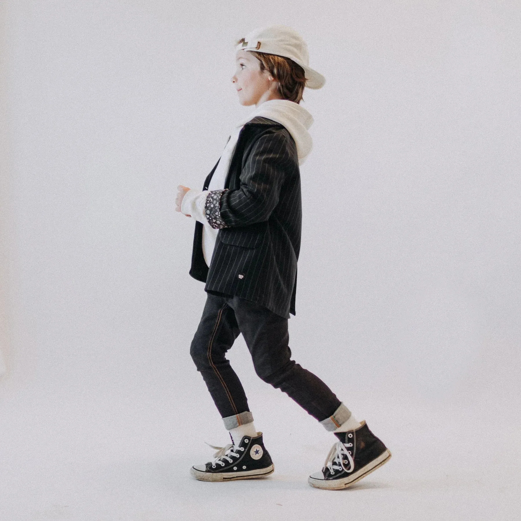 The Rowan Pinstripe Blazer Jacket - Black - KIDS