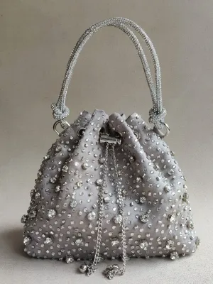 The Starry Bucket Bag in Silver Grey