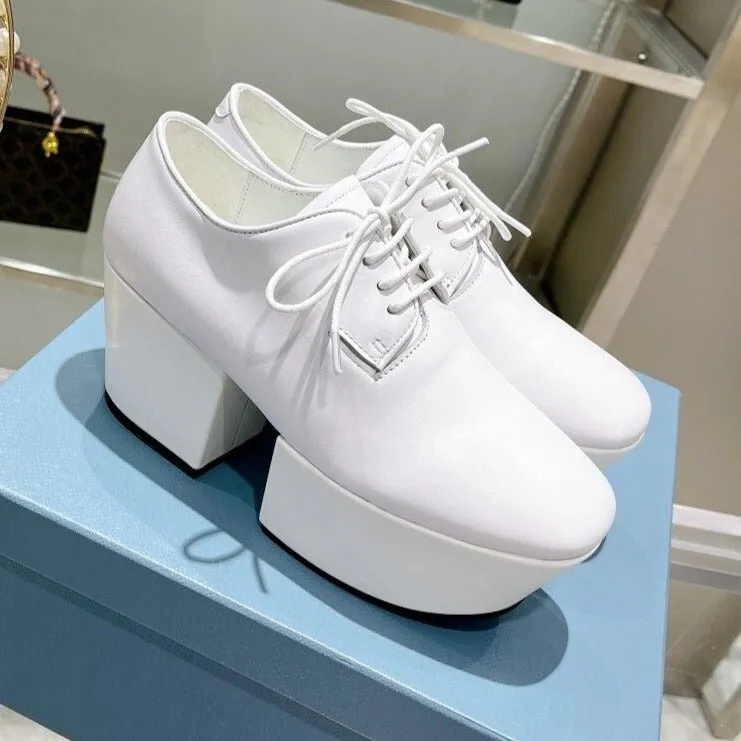 Thick Sole Casual Shoes Chunky High Heels Lady Pumps