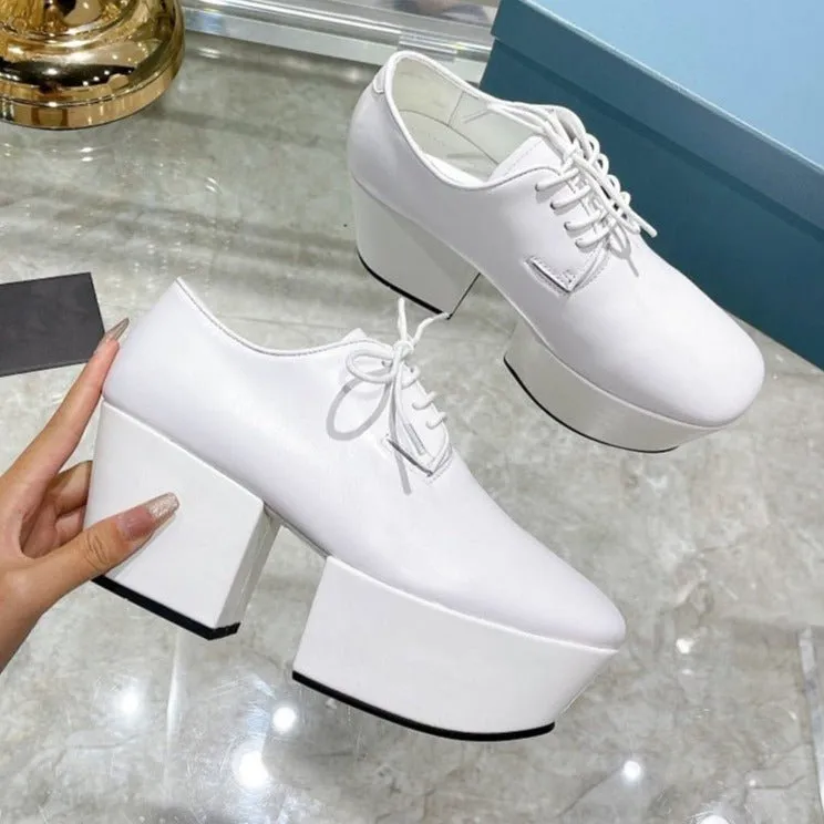 Thick Sole Casual Shoes Chunky High Heels Lady Pumps