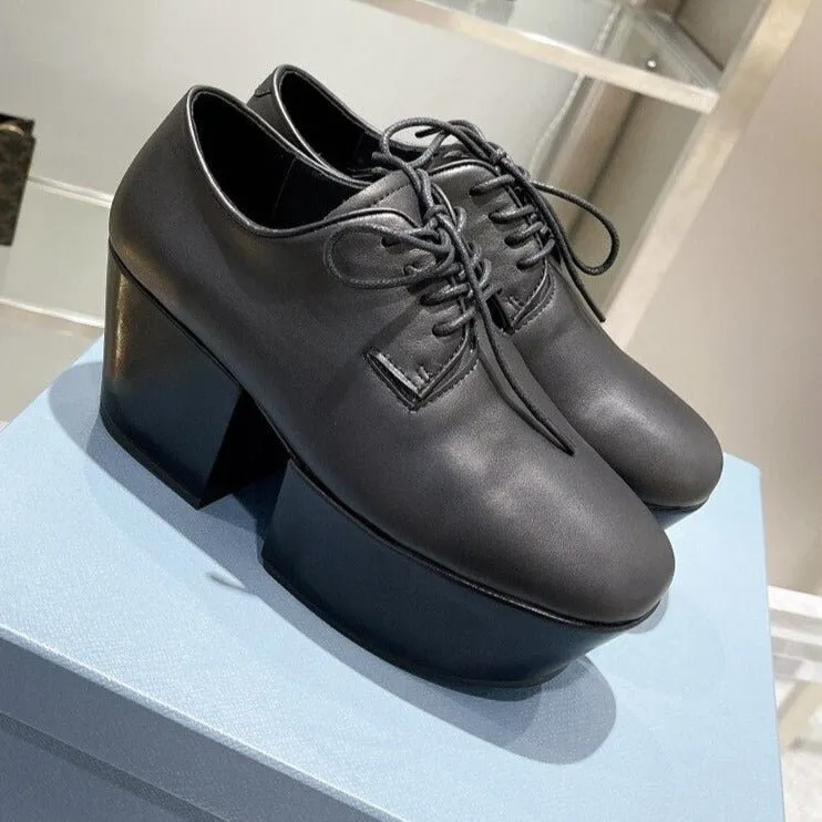 Thick Sole Casual Shoes Chunky High Heels Lady Pumps