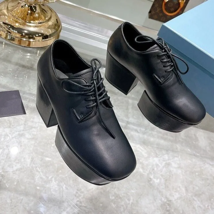 Thick Sole Casual Shoes Chunky High Heels Lady Pumps