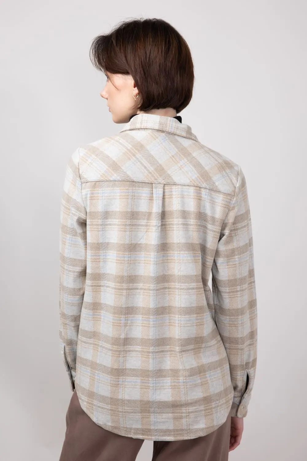 Thread & Supply Lewis Soft Luxe Button Up Shirt for Women in Beige/Blue Plaid | T1084PVXGK-BEIGEBLUEPLAID