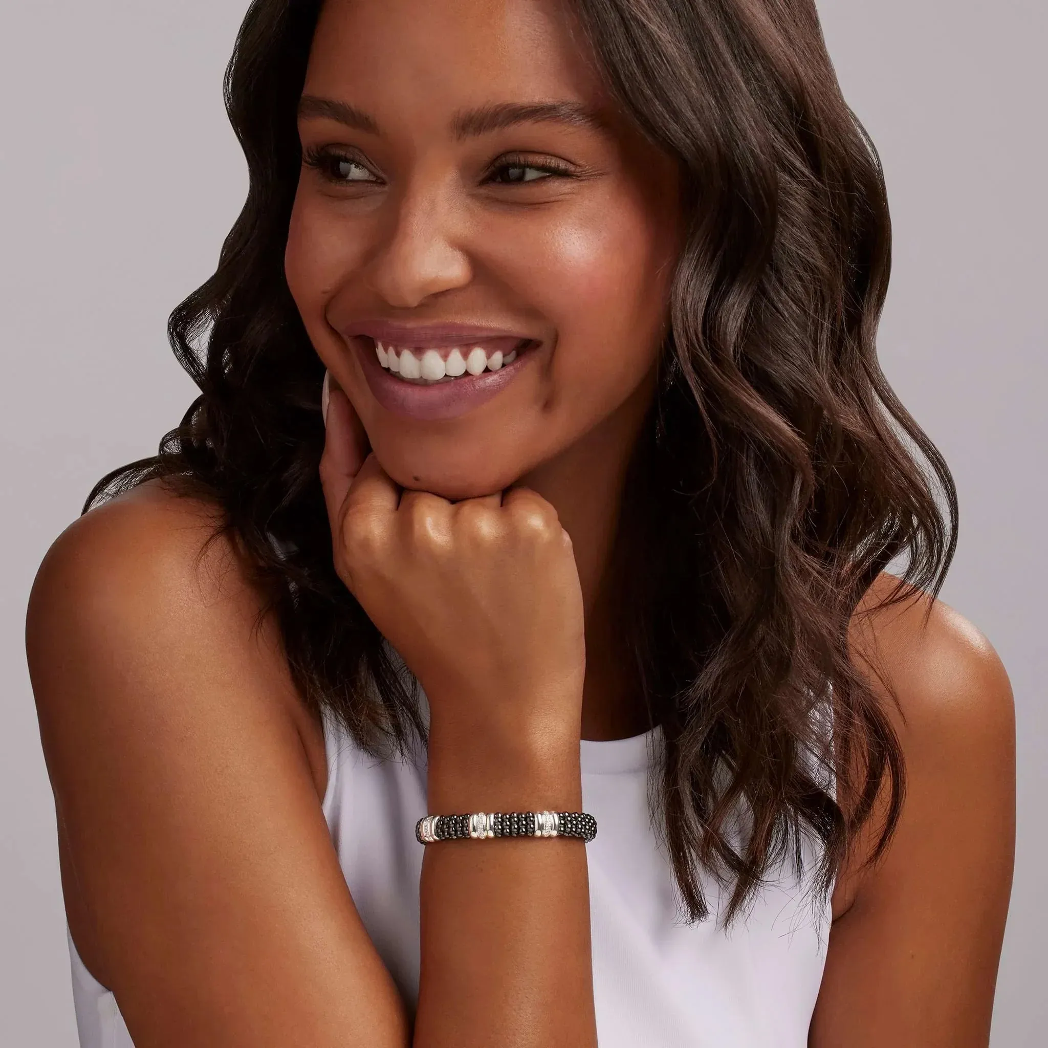 Three Station Ceramic Diamond Bracelet | 9mm