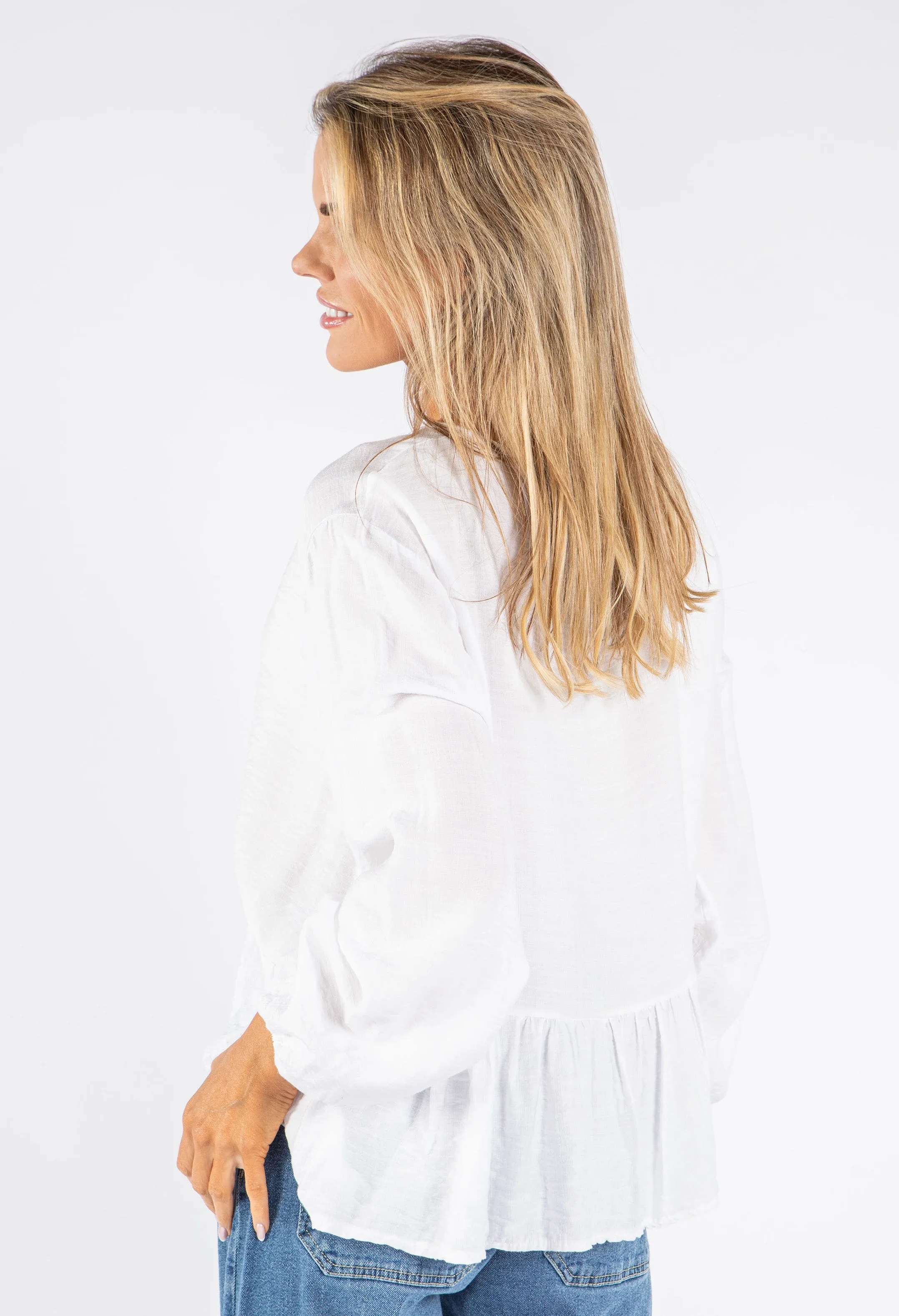 Tie-Front Peplum Blouse