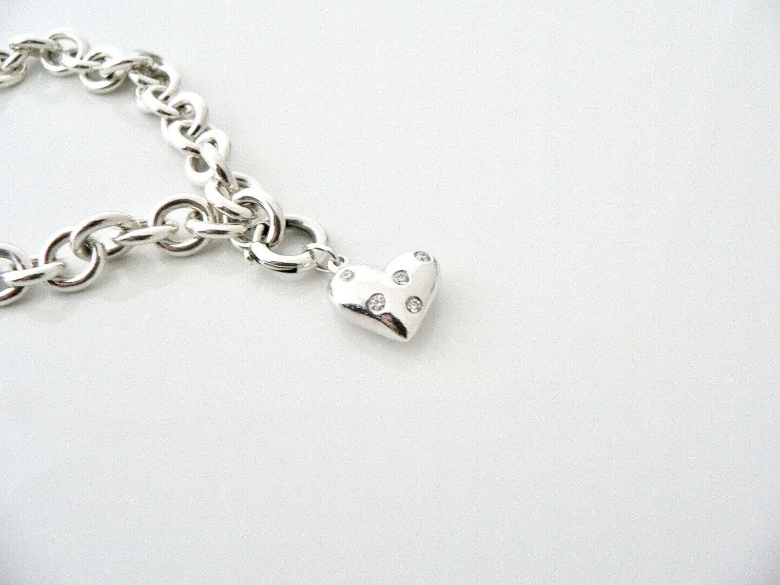 Tiffany & Co Diamond Heart Bracelet Bangle Chain Clasp Gemstone Love Gift Pouch Multi Diamonds
