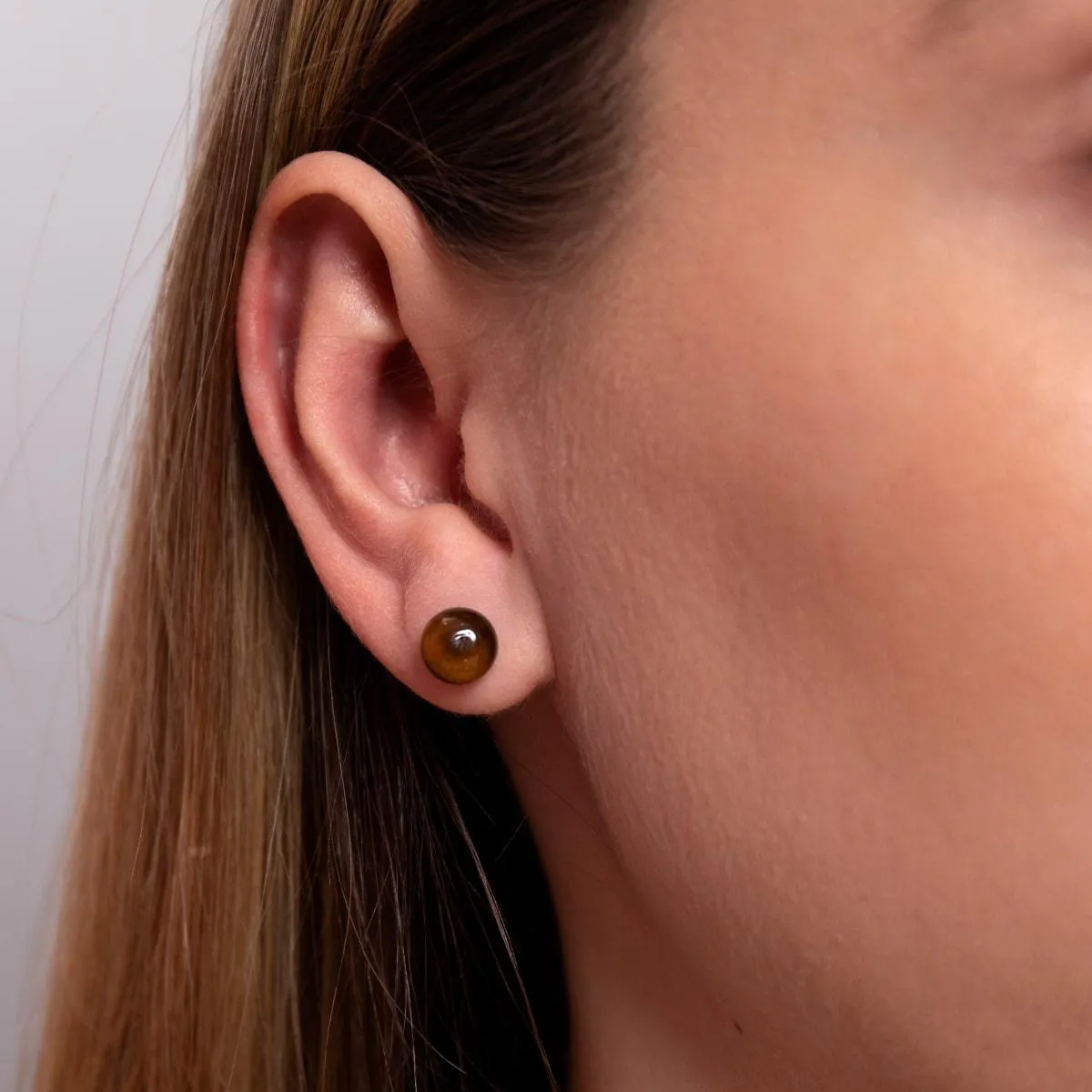 Tigers Eye | .925 Sterling Silver | Gemstone Stud Earrings