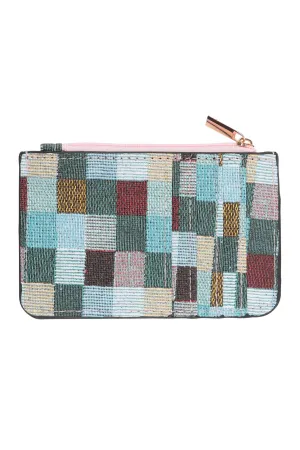 Tile Pattern with Card Holder Zipper Wallet Blue - Pack of 6