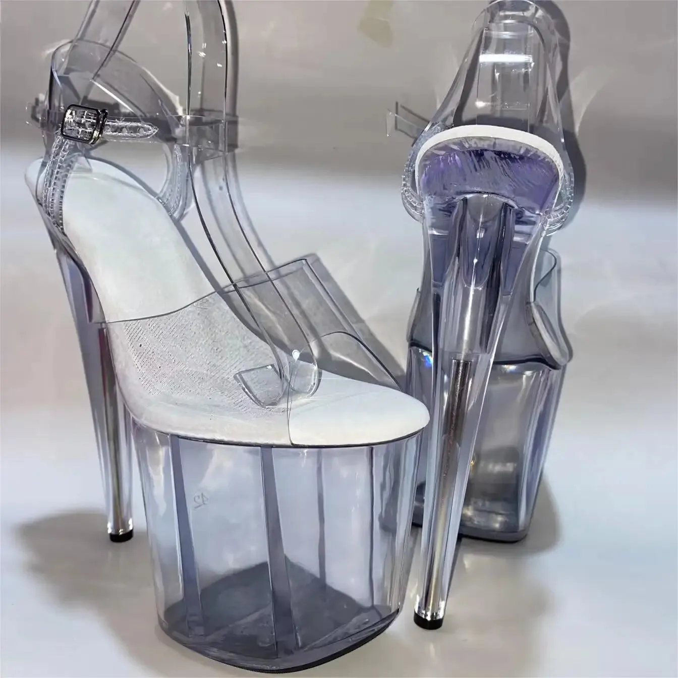 Transparent 20cm high heels glass slippers 8 inch high heels