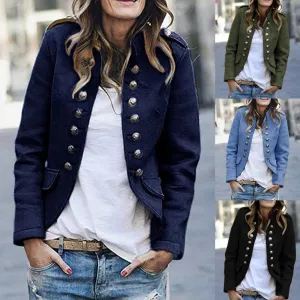 Trendiger Militärstil-Blazer mit Doppelreihiger Knopfleiste
