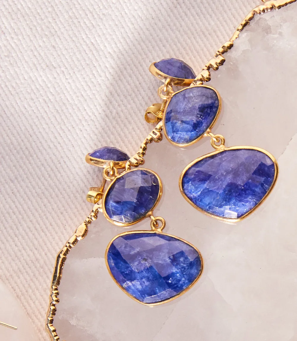 Triple Drop Gemstone Earrings