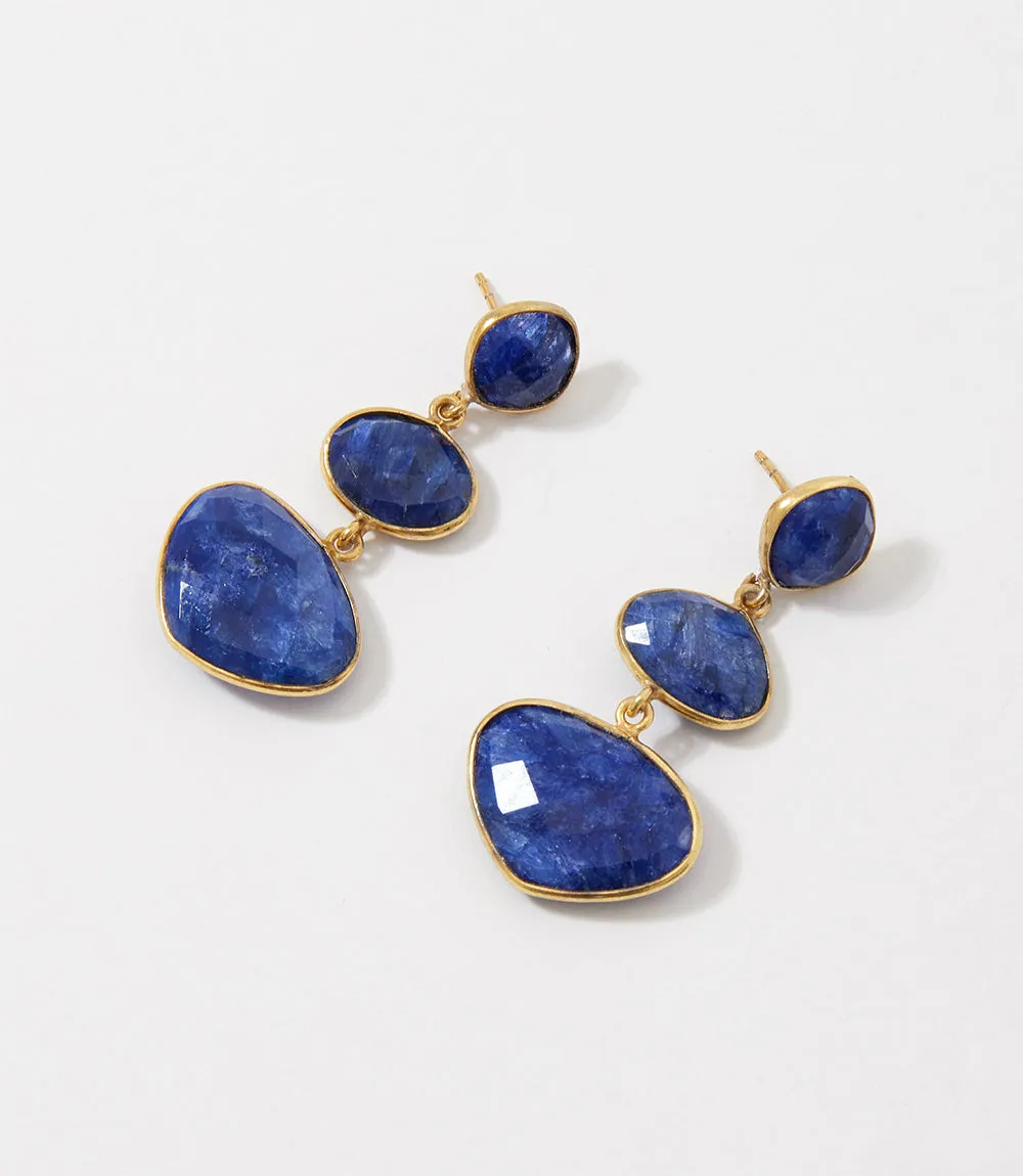 Triple Drop Gemstone Earrings