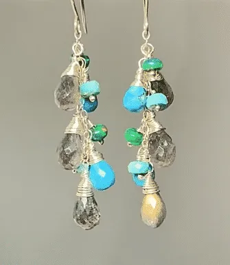 Turquoise, Labradorite and Sterling Silver Dangle Earrings