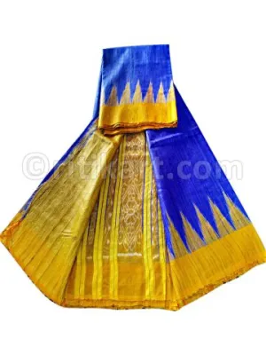 Tussar Ghichha Blue Color Silk Saree