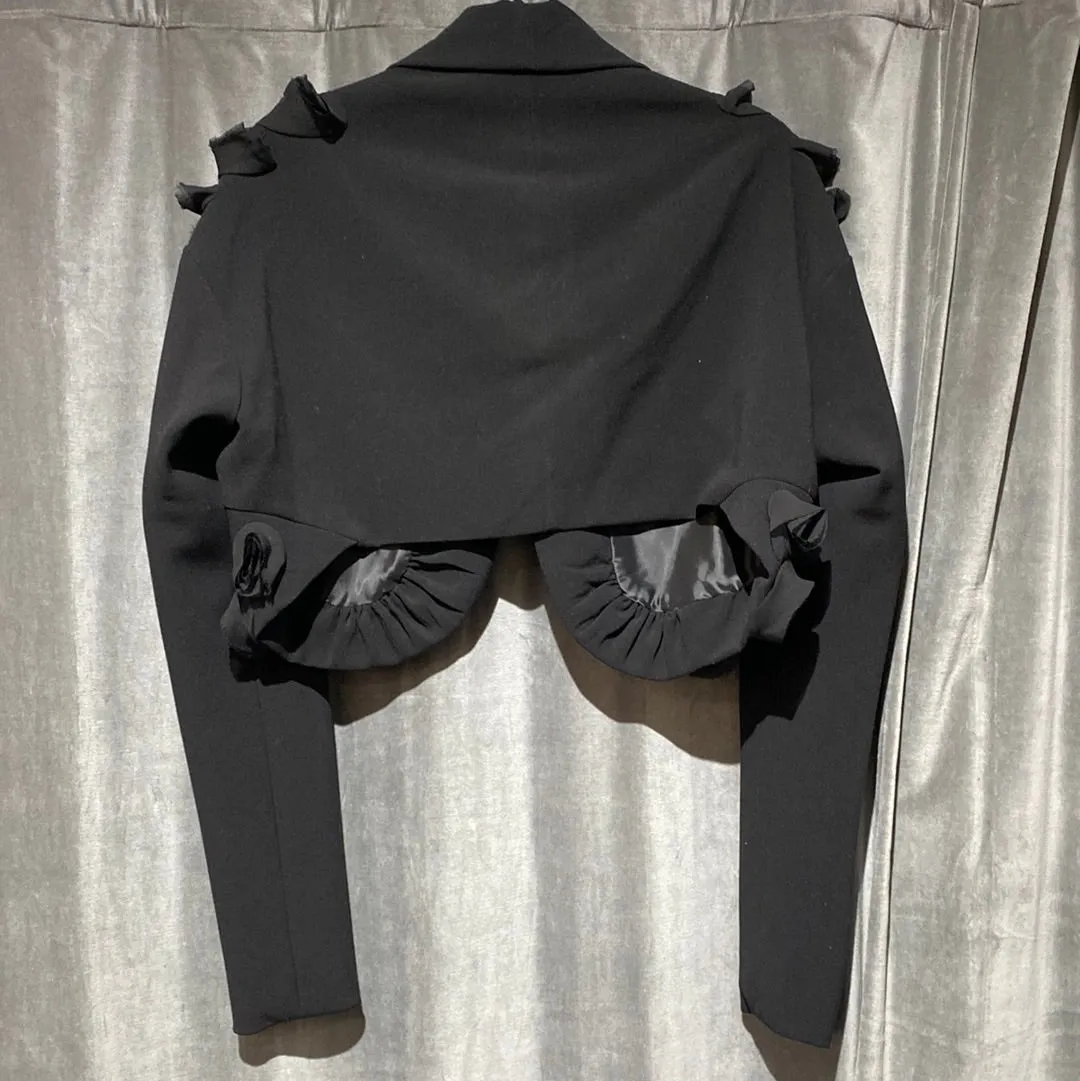 Twin Set By Simona Barbiere Black Cropped Blazer with Petals