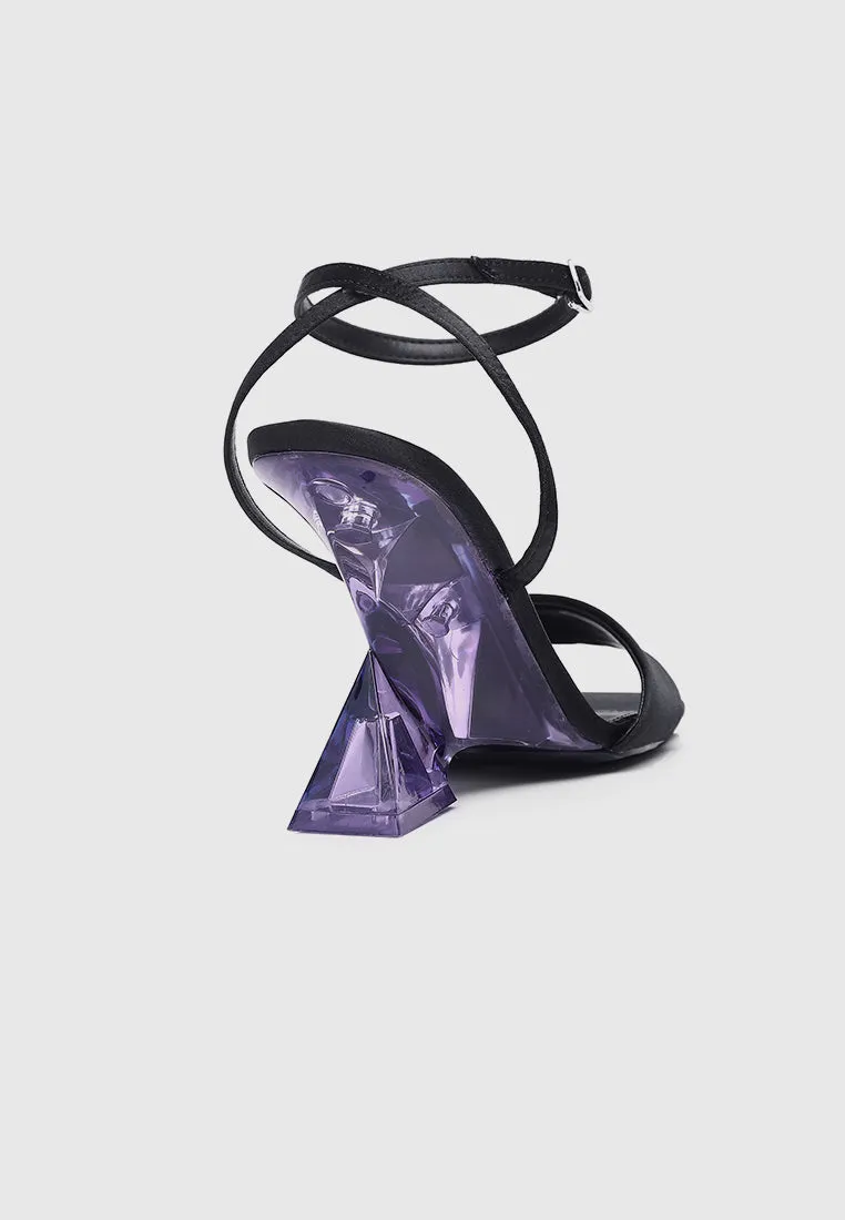 Twinkle Ankle-Strap Transparent Heels (Black)