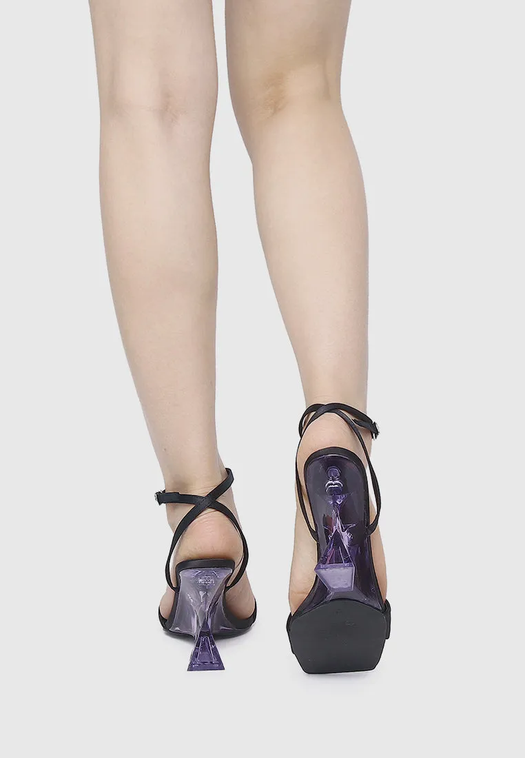 Twinkle Ankle-Strap Transparent Heels (Black)