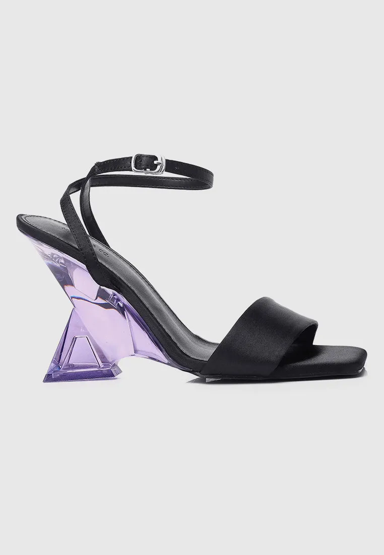 Twinkle Ankle-Strap Transparent Heels (Black)